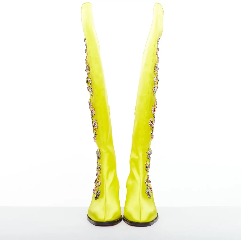 Christian Louboutin Morgan Fleur 30 Yellow Polyester Never worn - Inside View