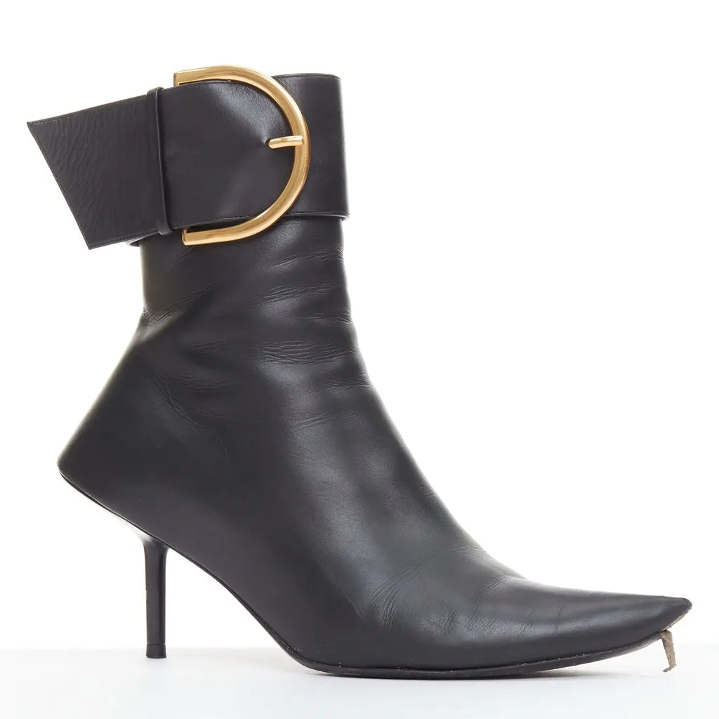 Balenciaga Essex 80mm Black Leather Fair - Back View