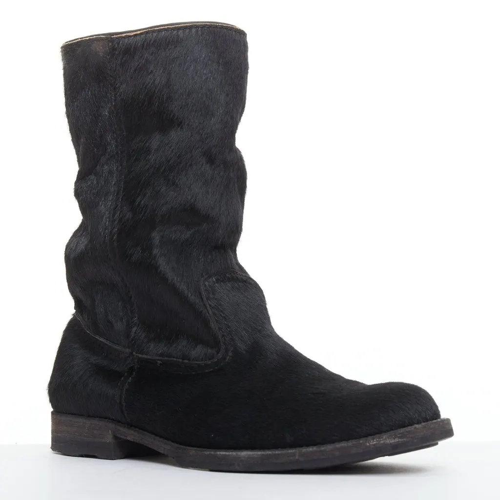 Junya Watanabe Black Leather Boots Black Leather Good - Back View