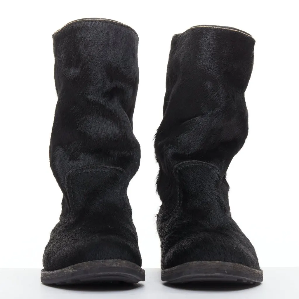 Junya Watanabe Black Leather Boots Black Leather Good - Inside View