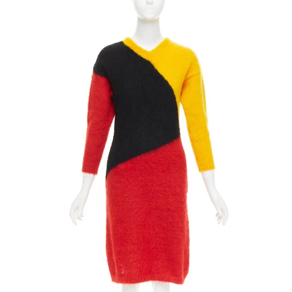 Unsigned Yellow Wool Dress Yellow Wool Fair - Front View