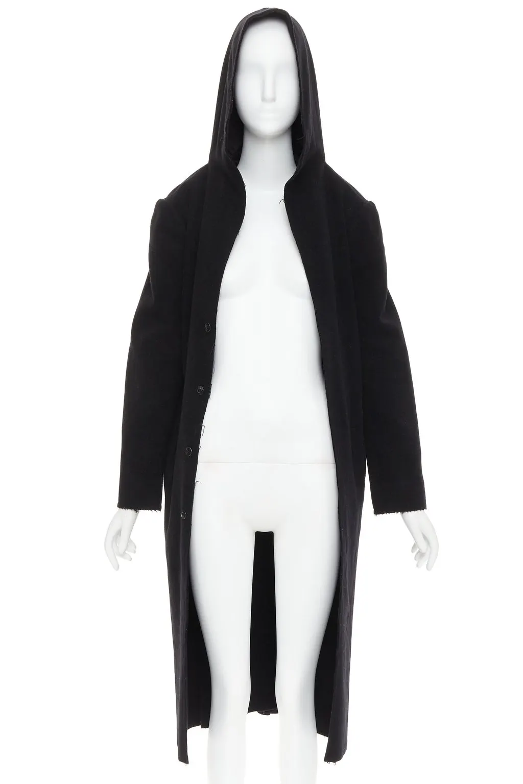 Yohji Yamamoto Black Wool Coat Black Wool Good - Inside View
