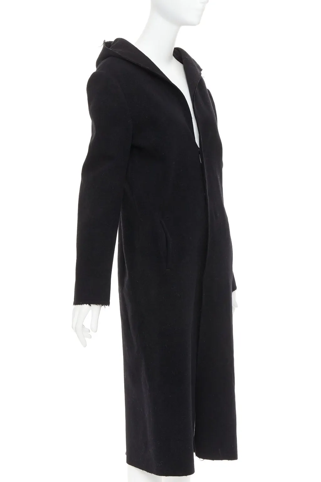 Yohji Yamamoto Black Wool Coat Black Wool Good - Model View