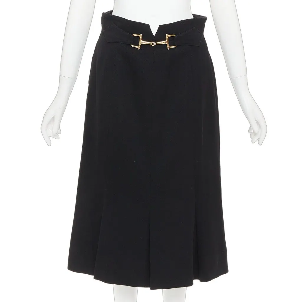 Celine Black Wool Skirt Black Wool Very good - Front View
