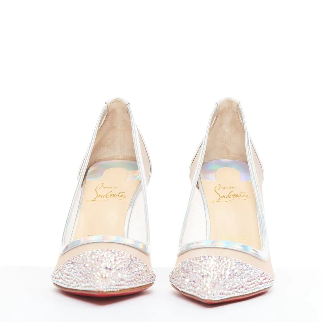 Christian Louboutin Galavati Strass 85 Silver Leather Very good - Inside View