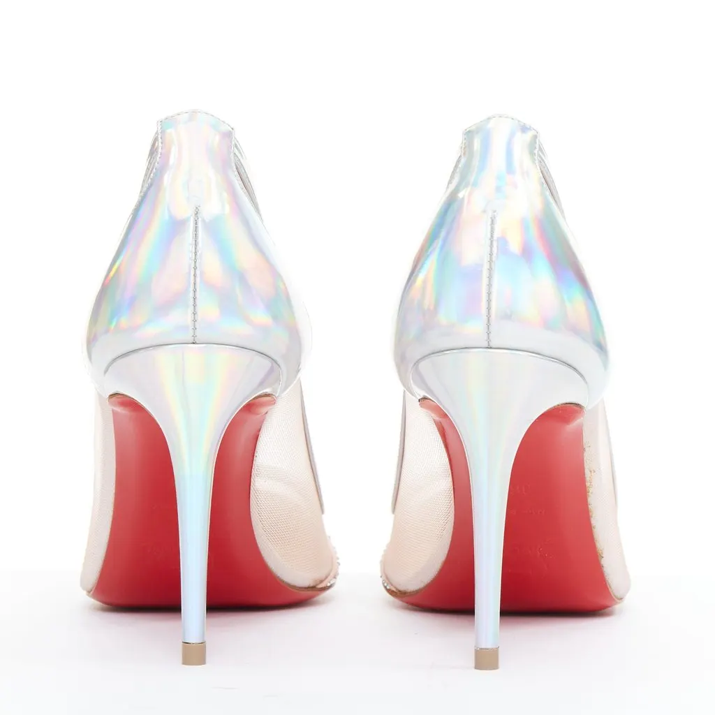 Christian Louboutin Galavati Strass 85 Silver Leather Very good - Box View