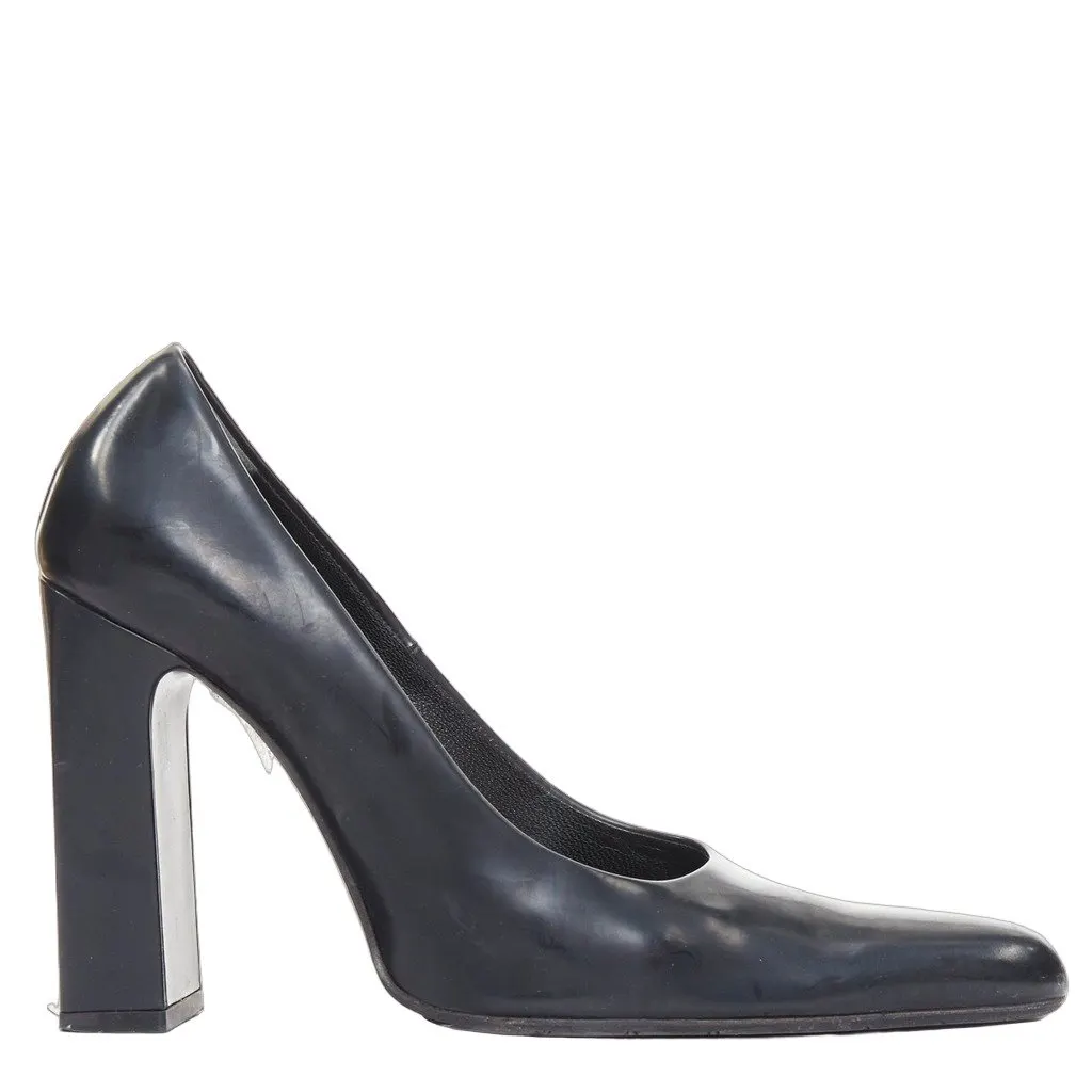 Balenciaga Black Leather Heels Black Leather Fair - Front View
