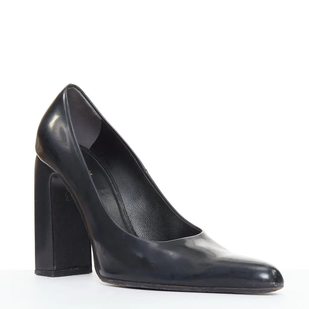 Balenciaga Black Leather Heels Black Leather Fair - Back View