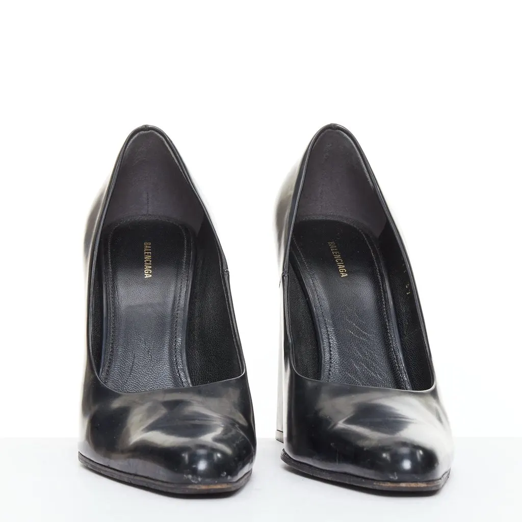 Balenciaga Black Leather Heels Black Leather Fair - Inside View