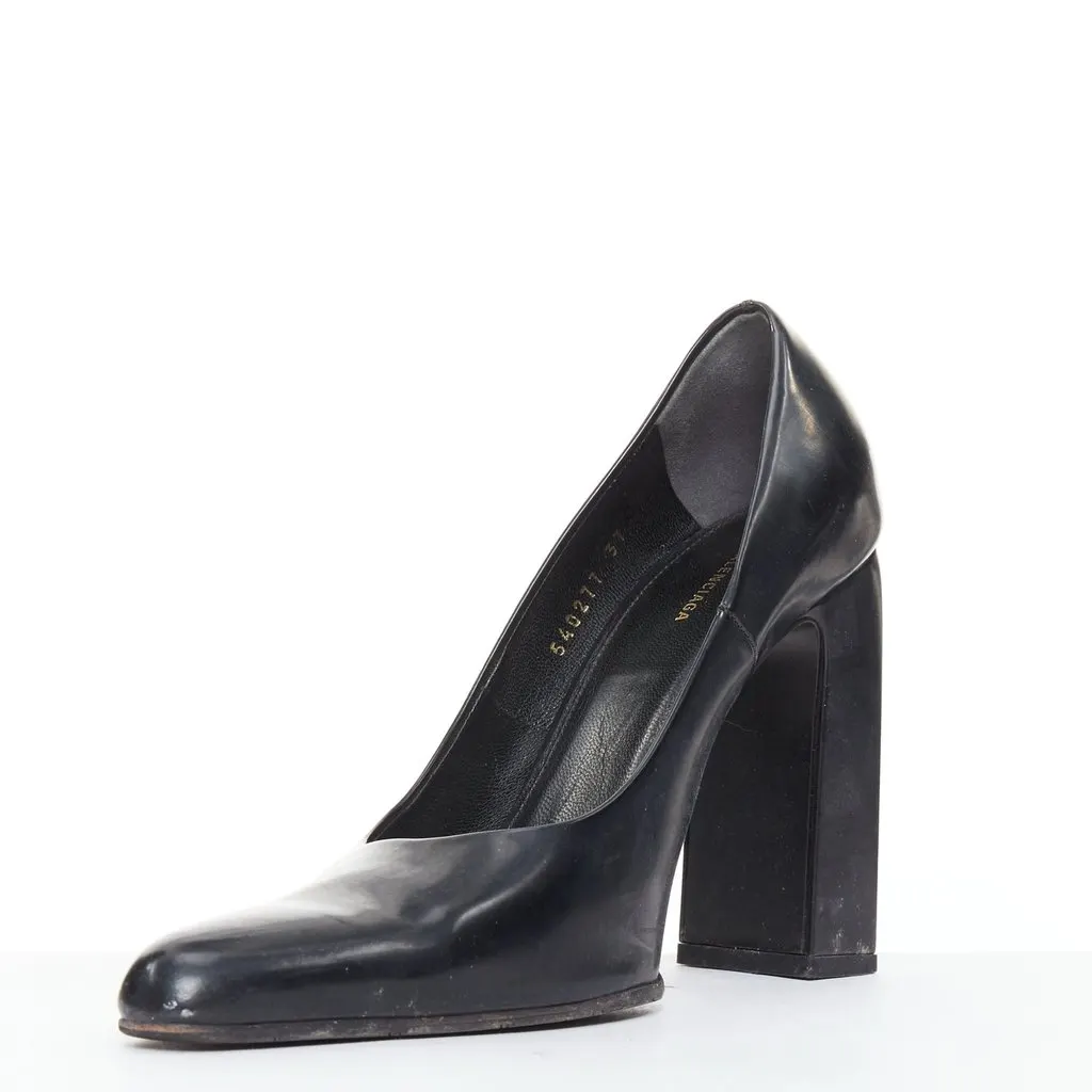 Balenciaga Black Leather Heels Black Leather Fair - Model View