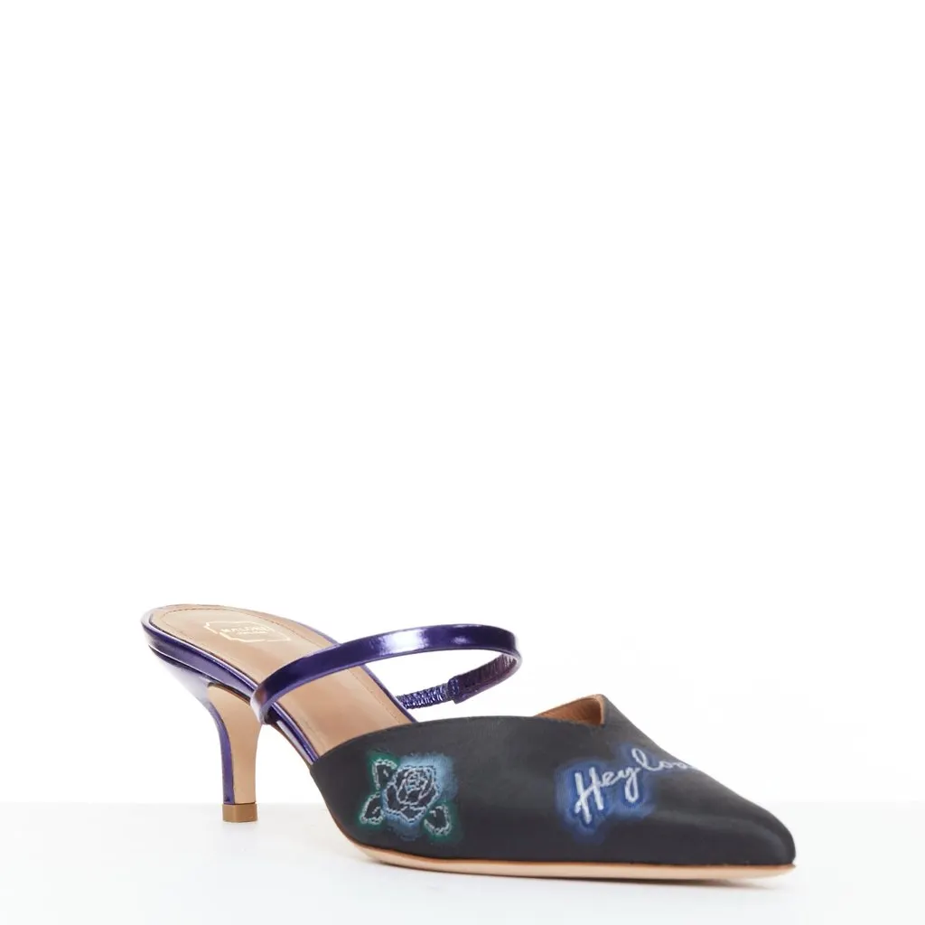 Malone Souliers Marla Blue Silk Very good - Back View