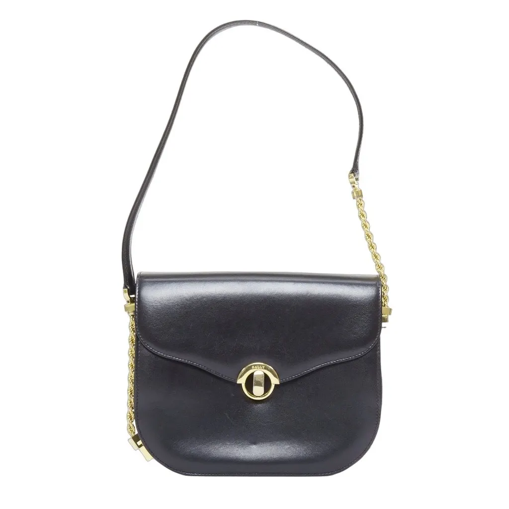 Bally Black Leather Handbag Black Leather Good - Front View