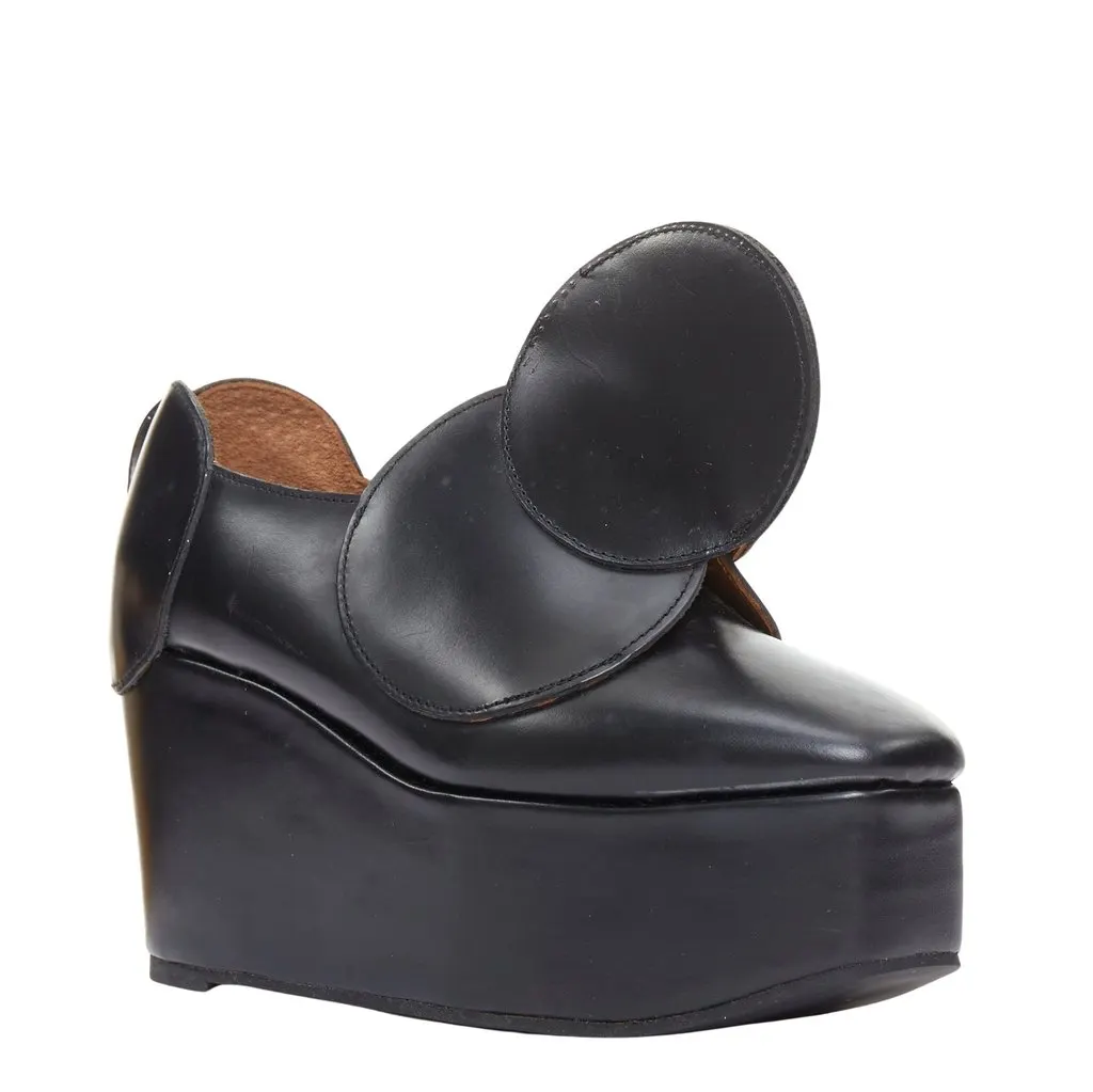 Junya Watanabe Black Leather Lace ups Black Leather Fair - Front View