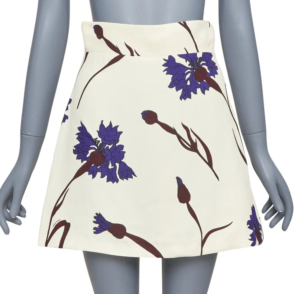 Miu Miu Ecru Viscose Skirt Ecru Viscose Very good - Front View