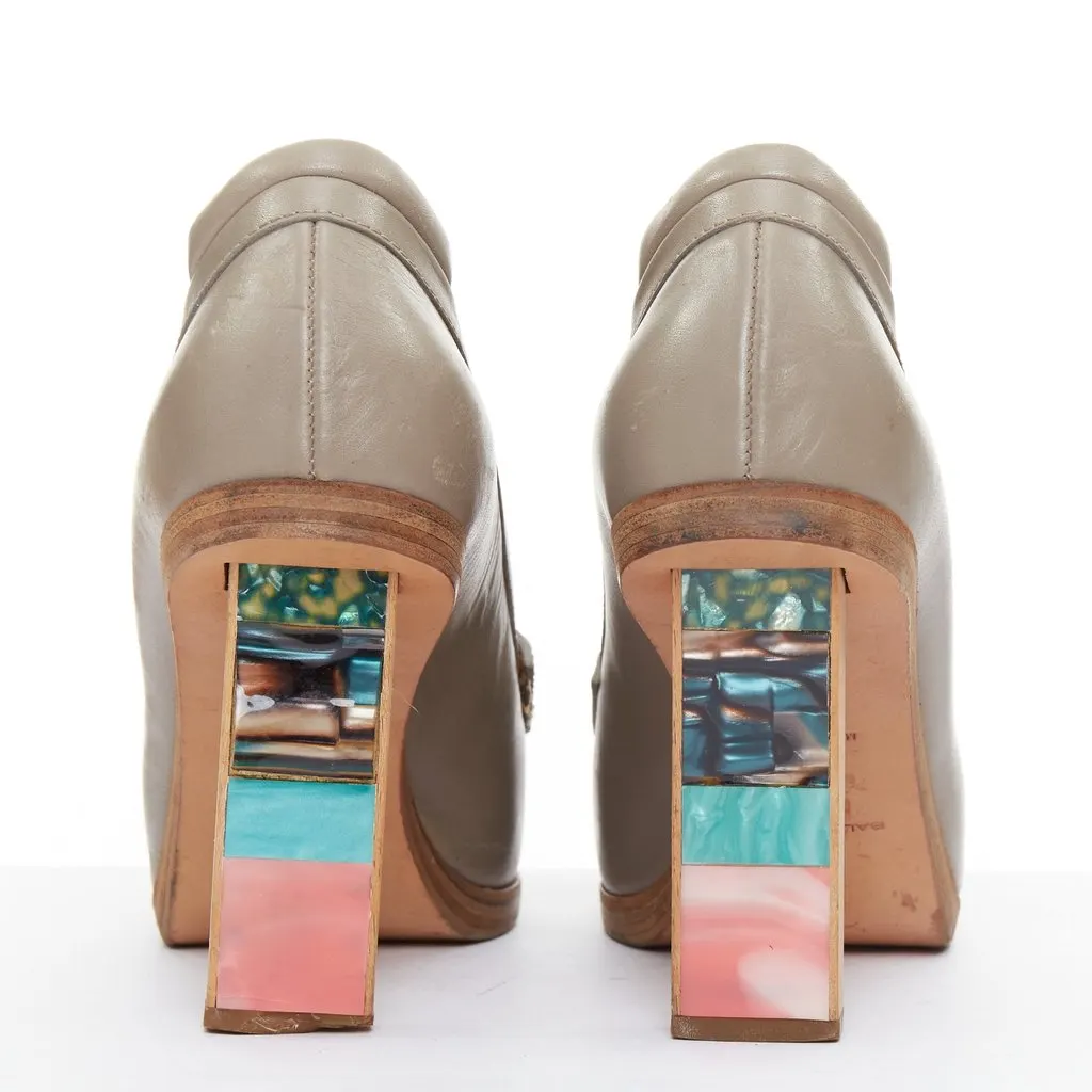 Balenciaga Khaki Leather Heels Khaki Leather Fair - Box View