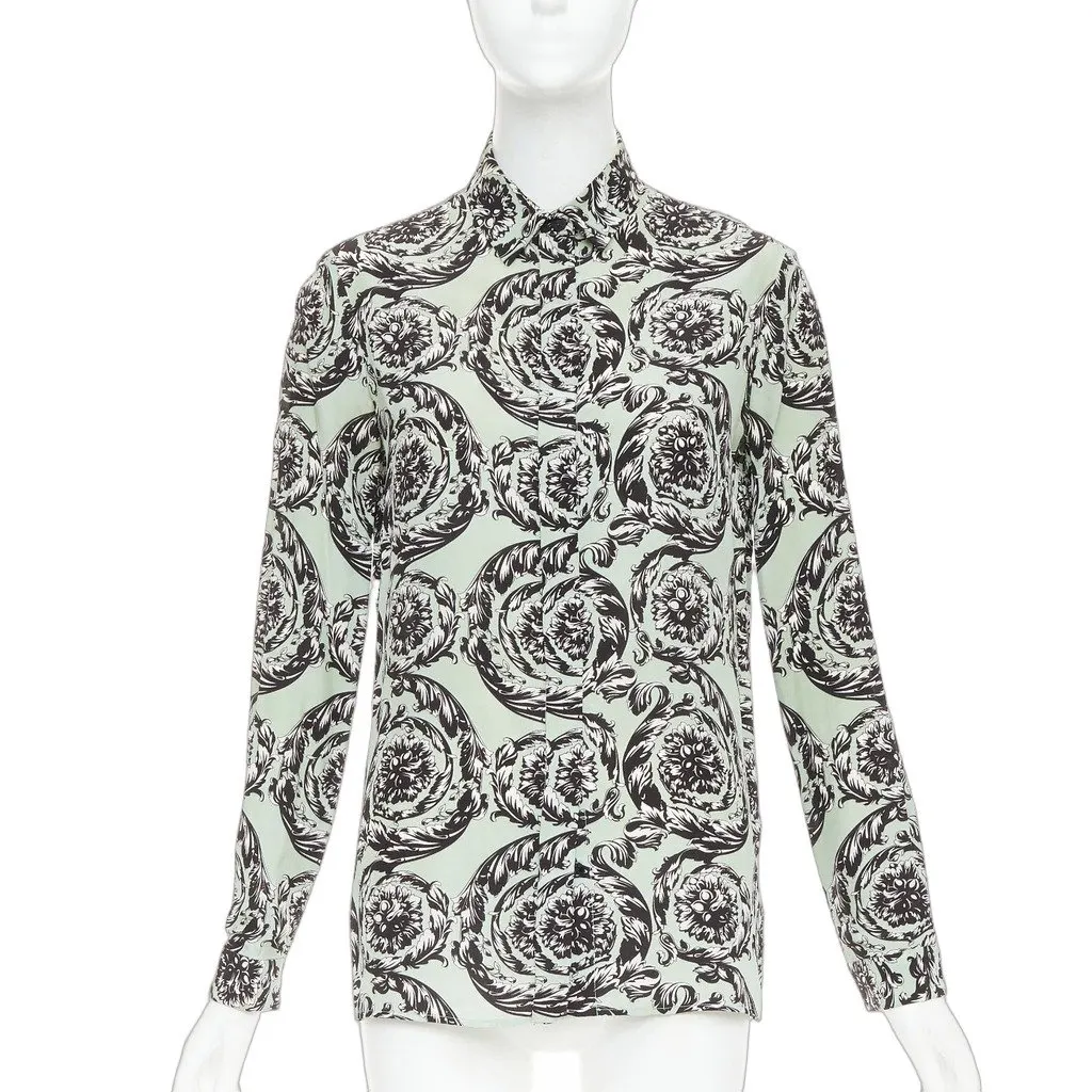 Versace Green Silk Top Green Silk Fair - Front View