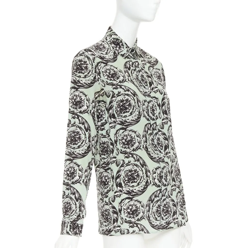 Versace Green Silk Top Green Silk Fair - Inside View