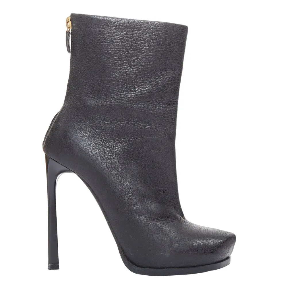 Lanvin Black Leather Boots Black Leather Good - Front View