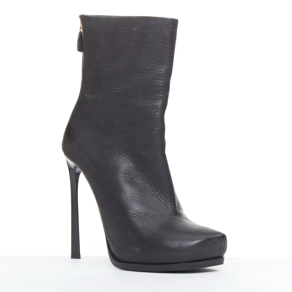 Lanvin Black Leather Boots Black Leather Good - Back View