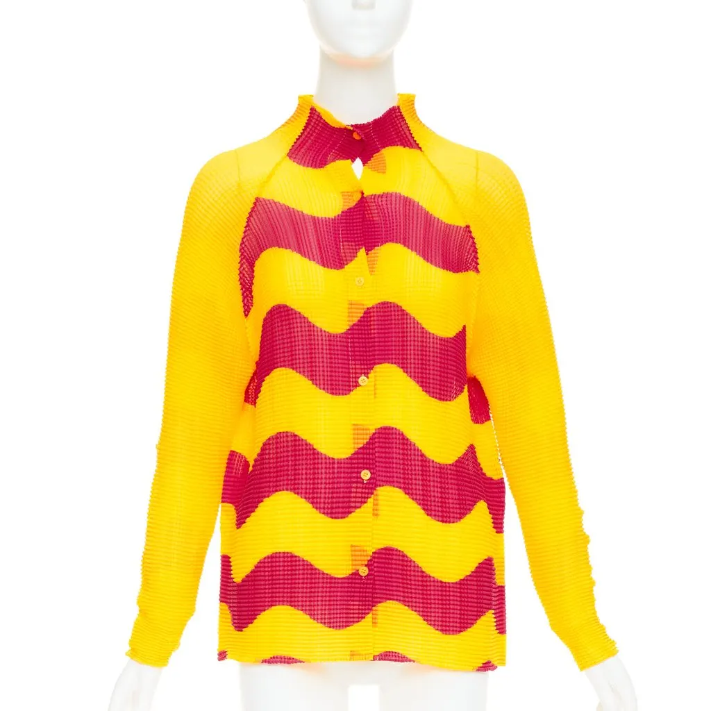 Issey Miyake Yellow Polyester Top Yellow Polyester Very good - Front View