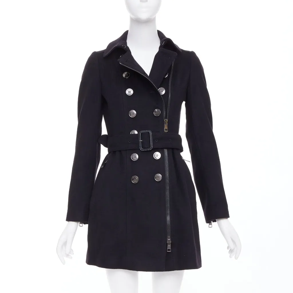 Burberry Black Wool Coat Black Wool Very good - Front View