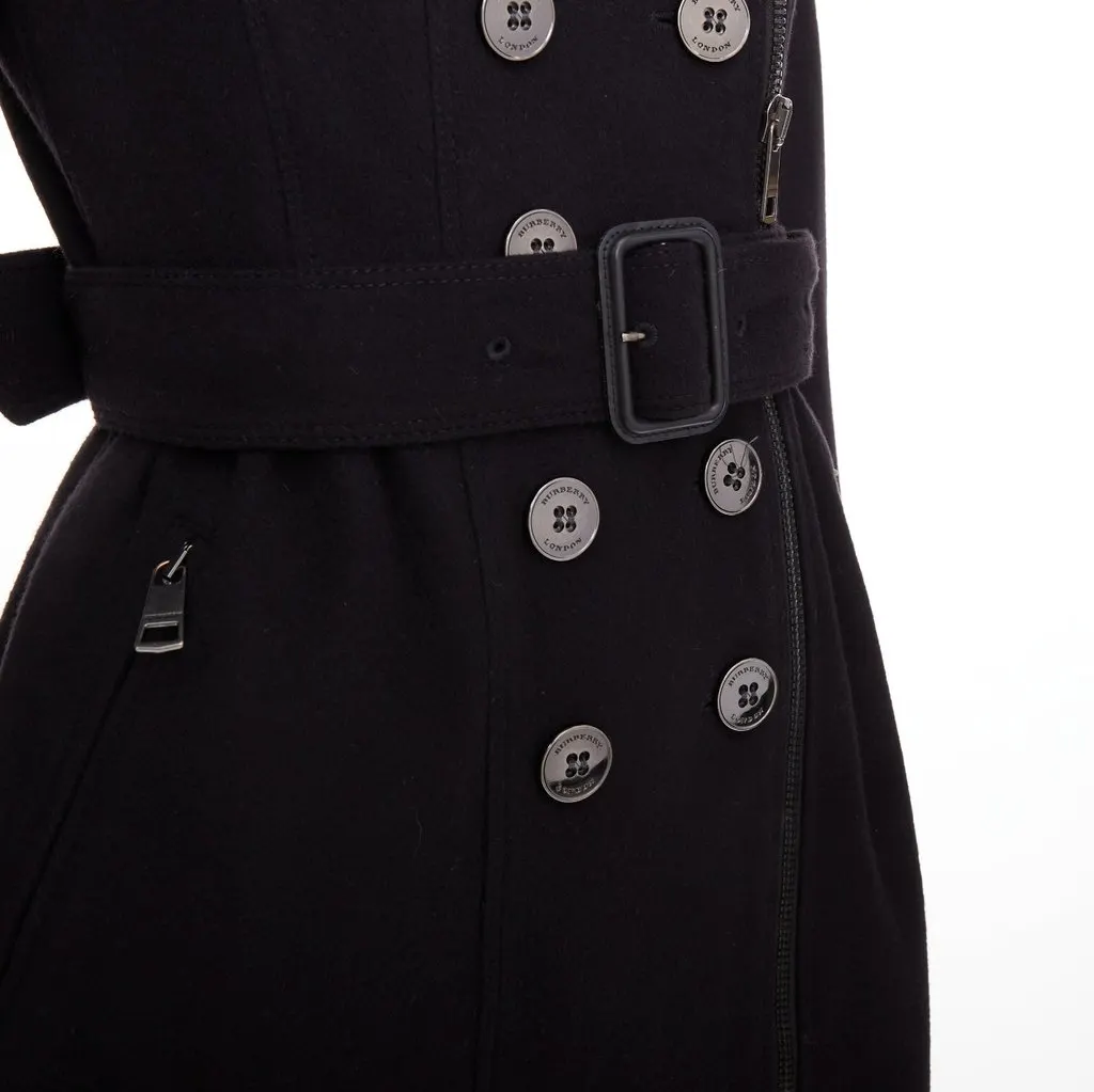 Burberry Black Wool Coat Black Wool Very good - Back View