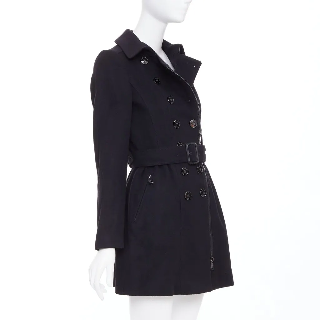 Burberry Black Wool Coat Black Wool Very good - Model View