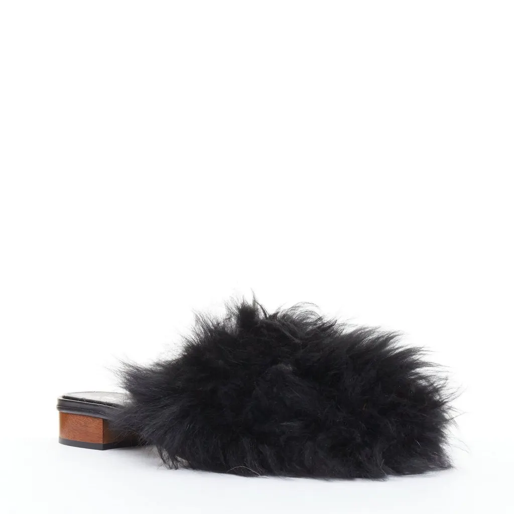 Chanel Black Fur Sandals Black Fur Very good - Inside View