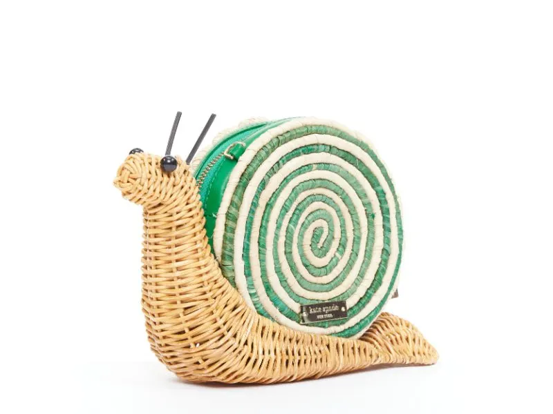 Kate Spade Spring Forward Wicker Snail Green Polyester Good - Inside View