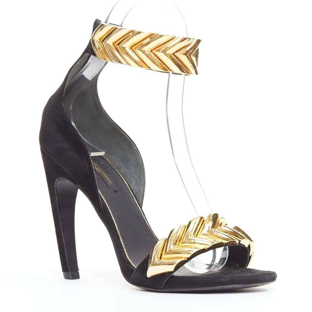 Louis Vuitton Gold V Symphony Black Suede Fair - Back View