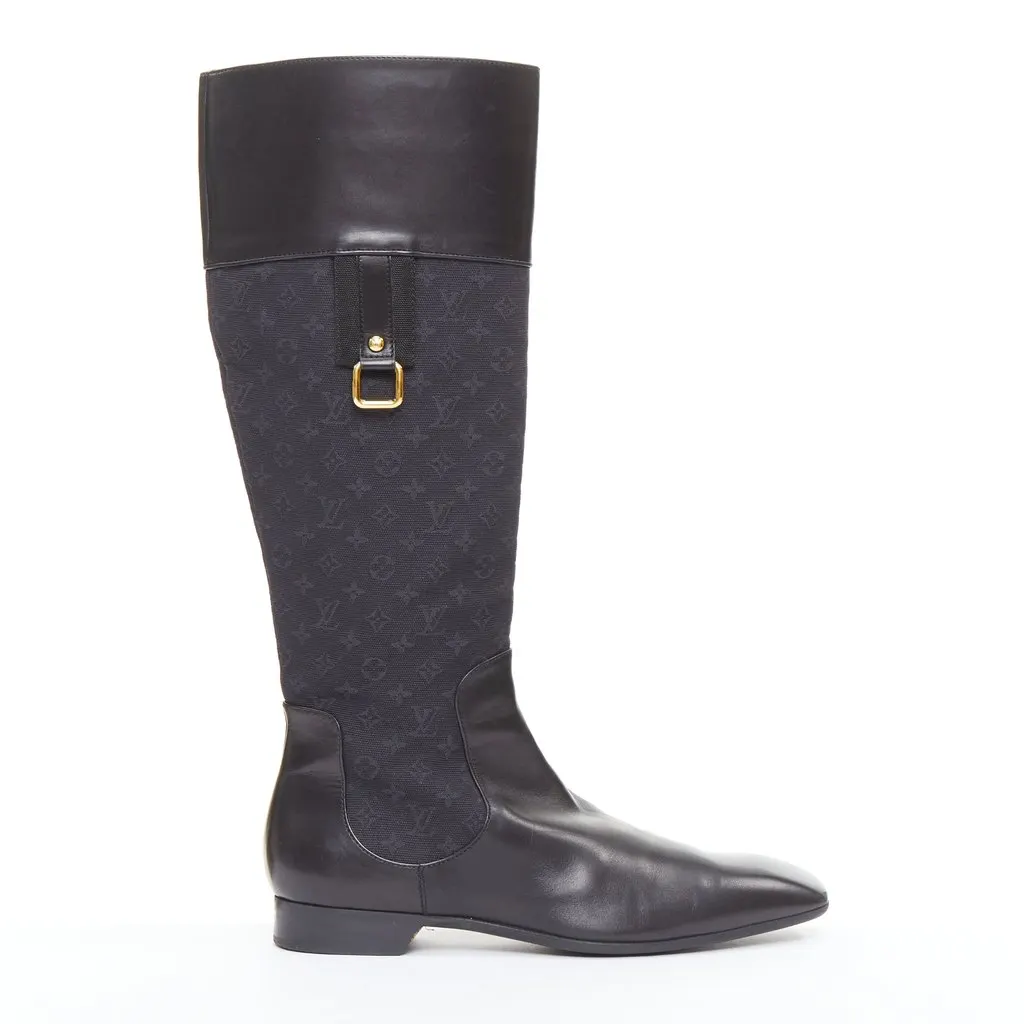 Louis Vuitton Black Polyester Boots Black Polyester Good - Front View
