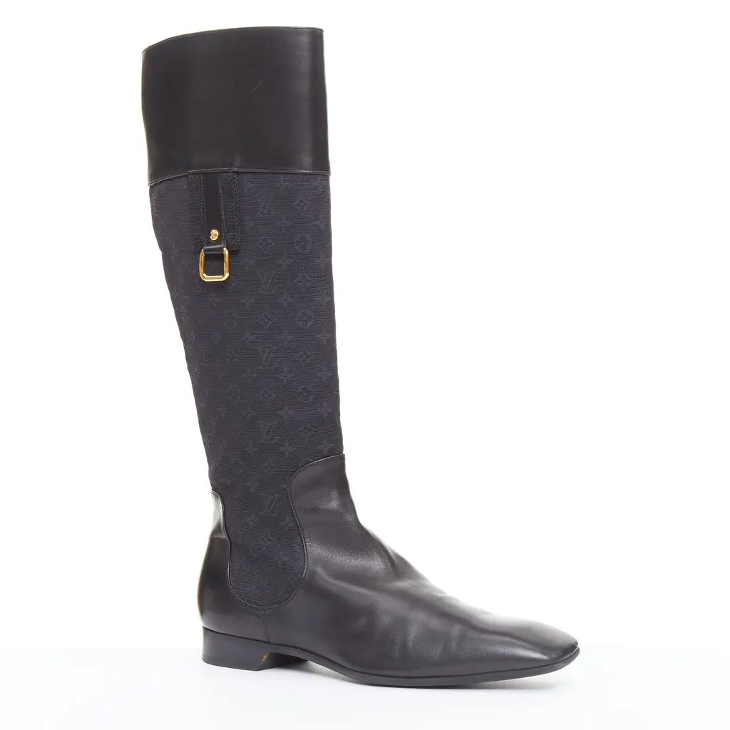Louis Vuitton Black Polyester Boots Black Polyester Good - Back View