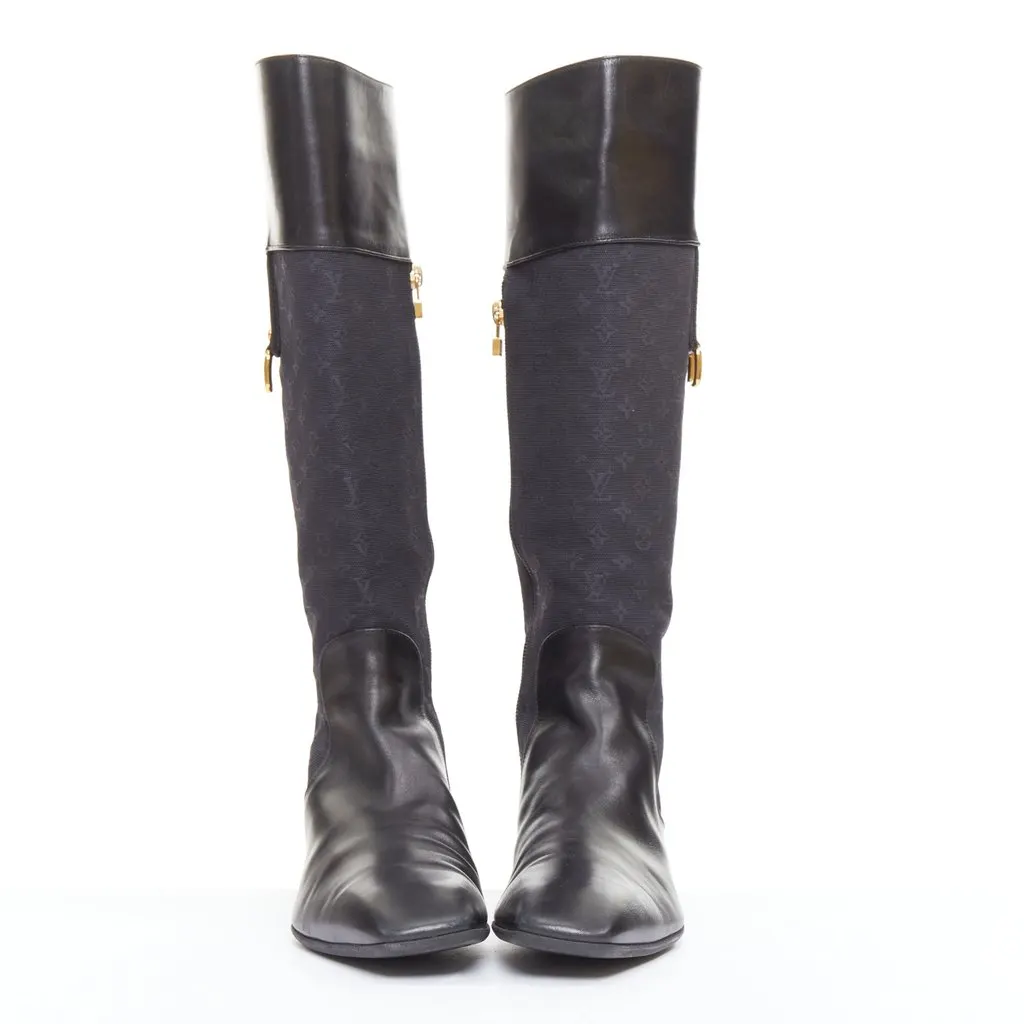 Louis Vuitton Black Polyester Boots Black Polyester Good - Inside View