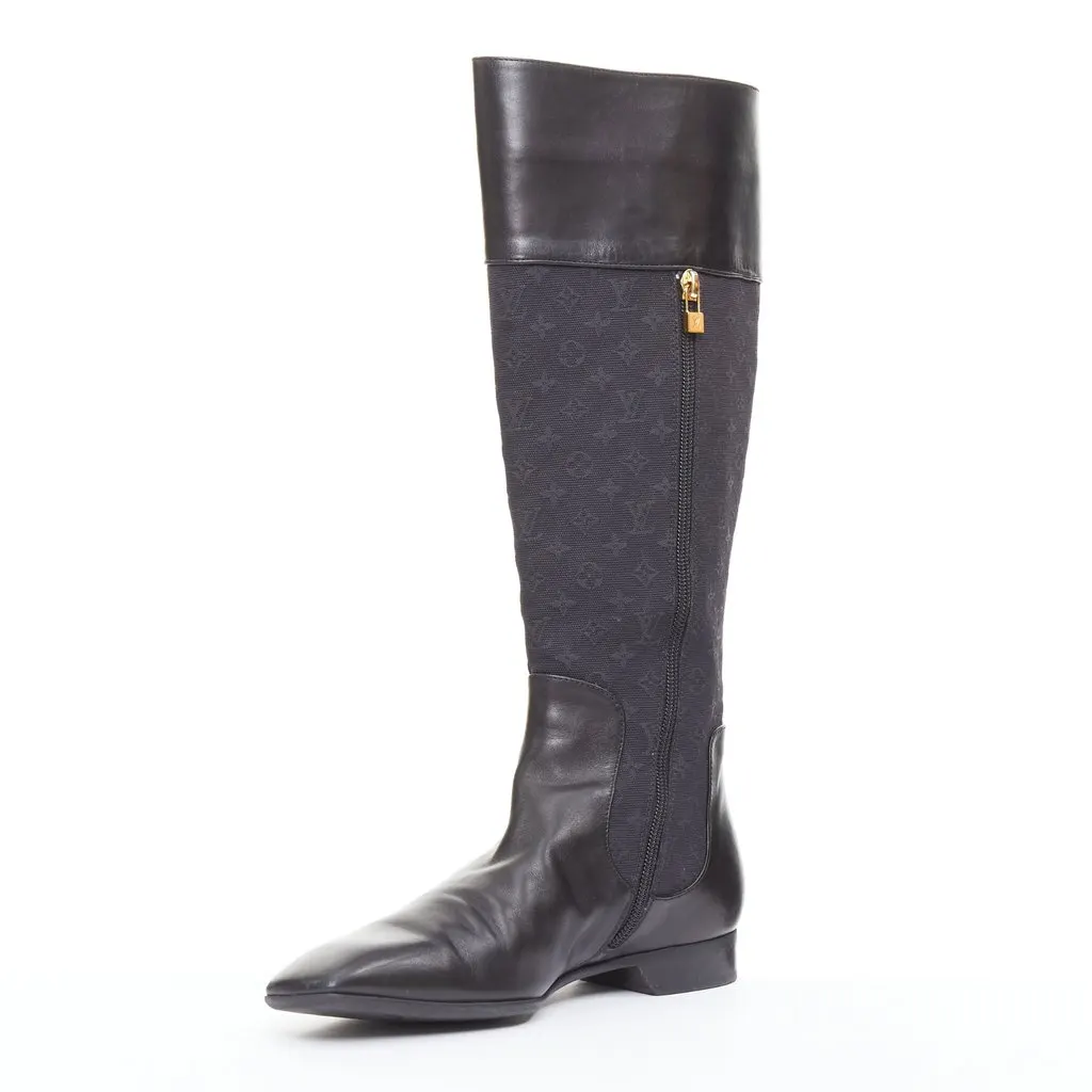 Louis Vuitton Black Polyester Boots Black Polyester Good - Model View