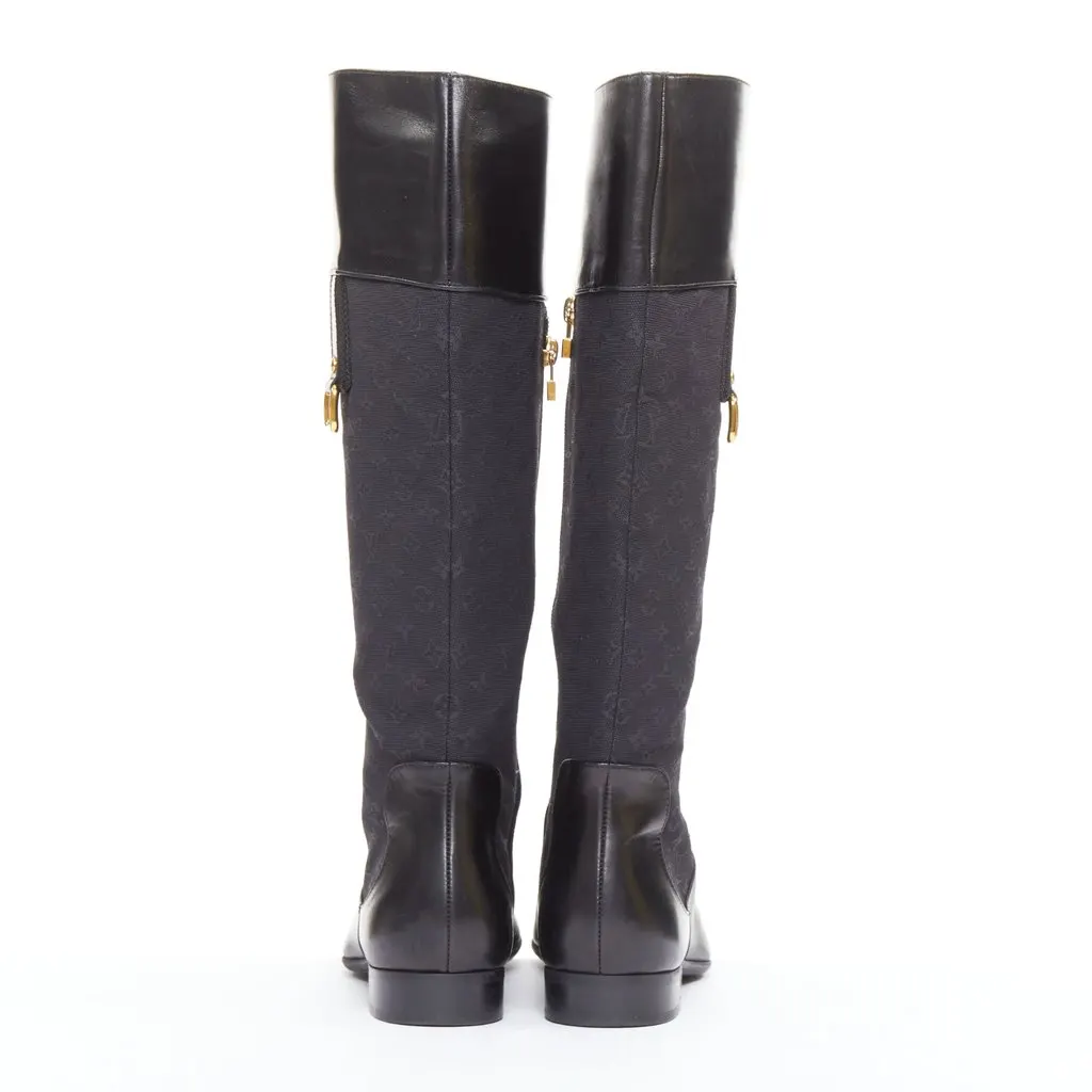 Louis Vuitton Black Polyester Boots Black Polyester Good - Box View