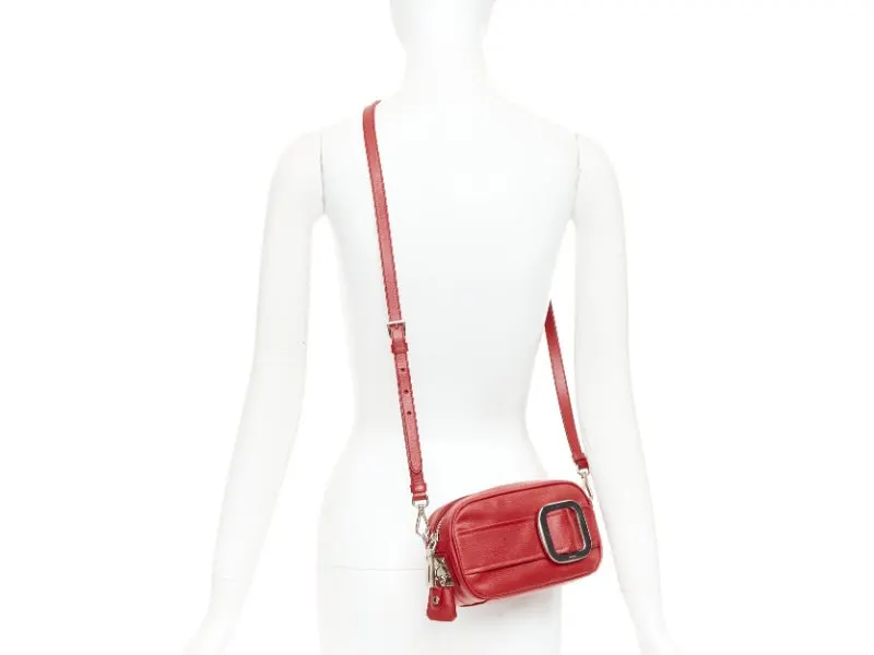 Prada Saffiano Buckle Camera Red Leather Good - Back View