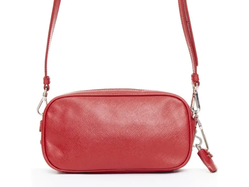 Prada Saffiano Buckle Camera Red Leather Good - Box View