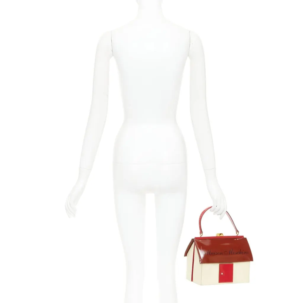 Moschino Burgundy Leather Handbag Burgundy Leather Good - Back View