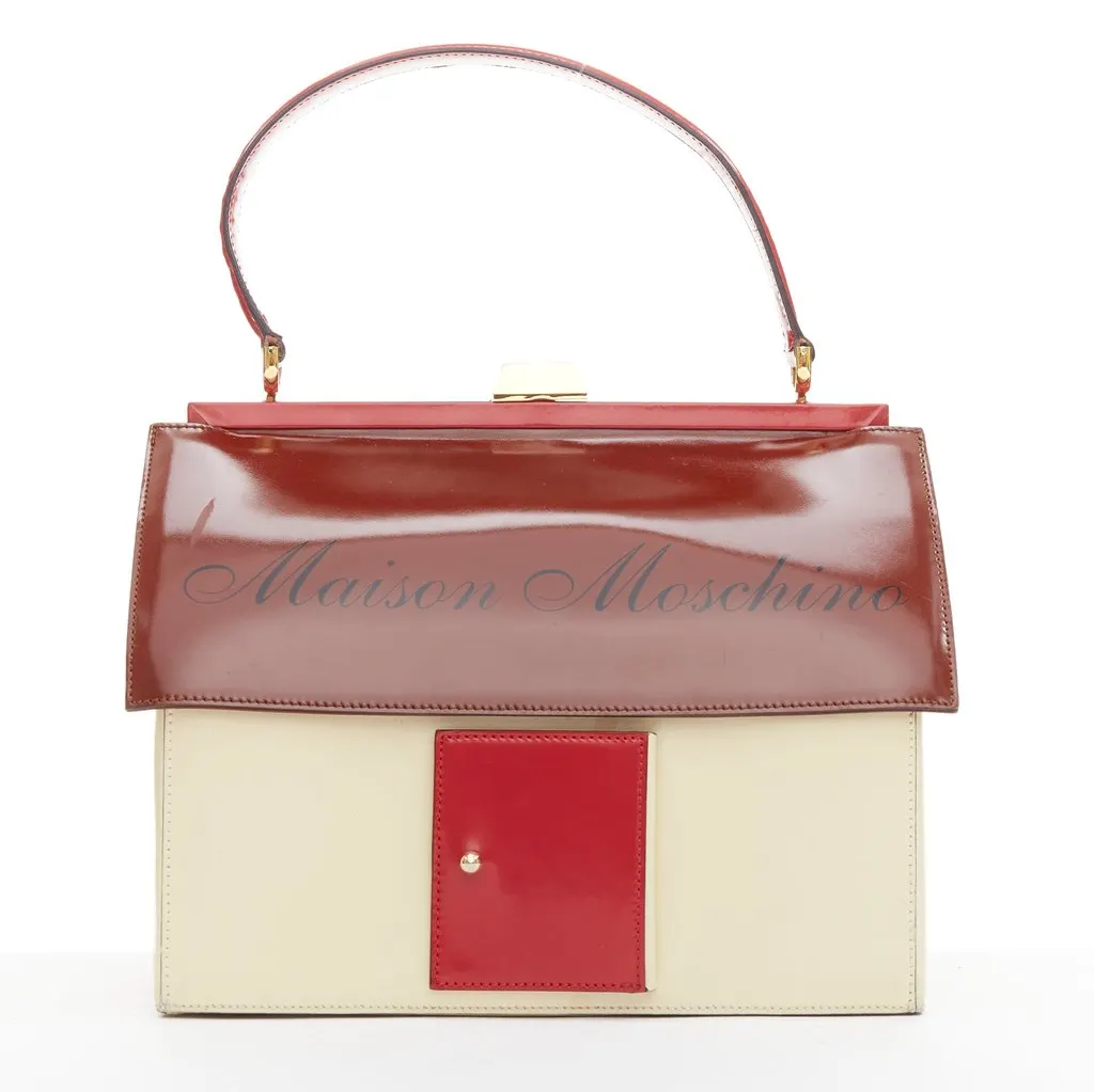 Moschino Burgundy Leather Handbag Burgundy Leather Good - Inside View