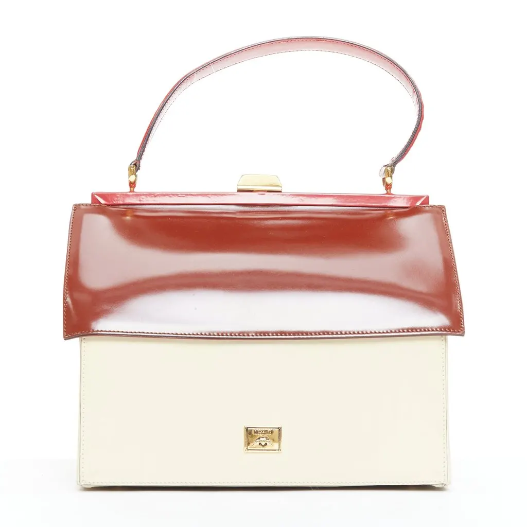 Moschino Burgundy Leather Handbag Burgundy Leather Good - Box View
