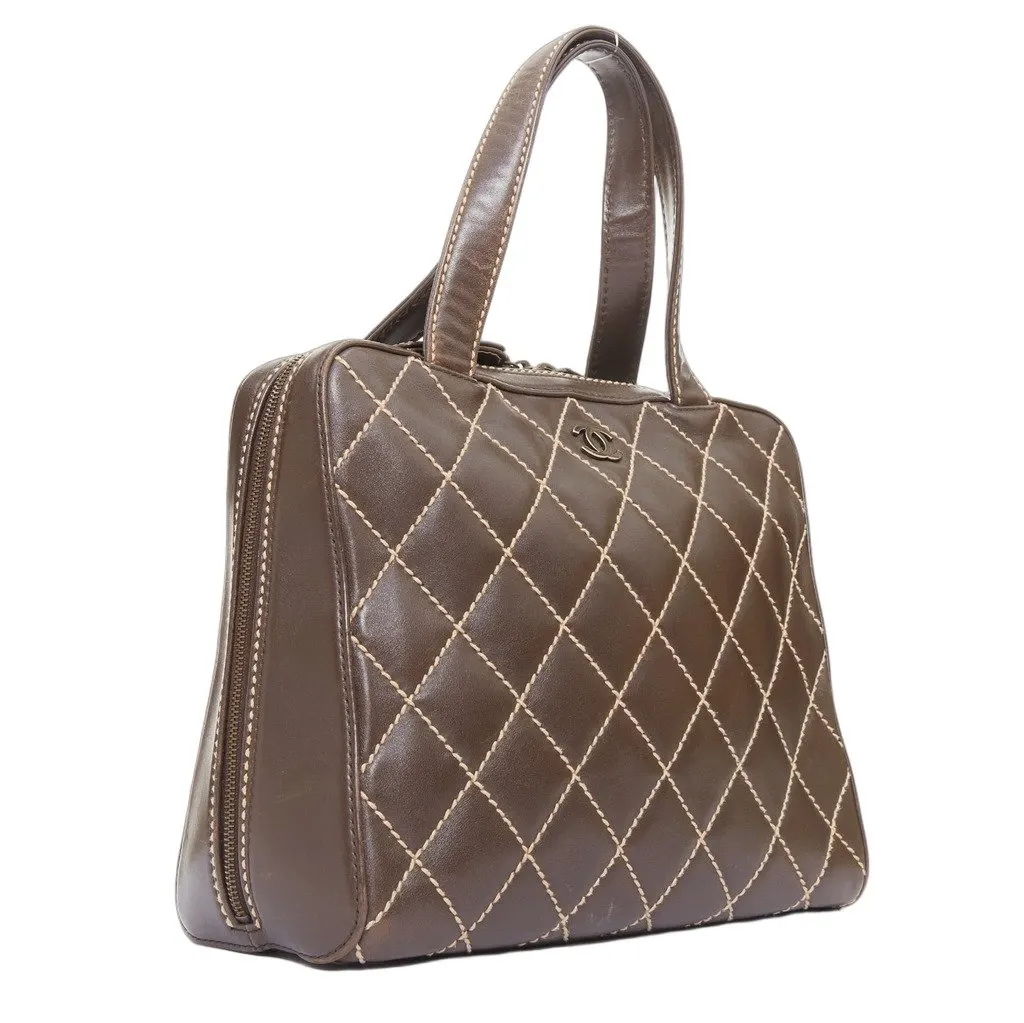 Chanel Wild Stitch Brown Leather Good - Front View