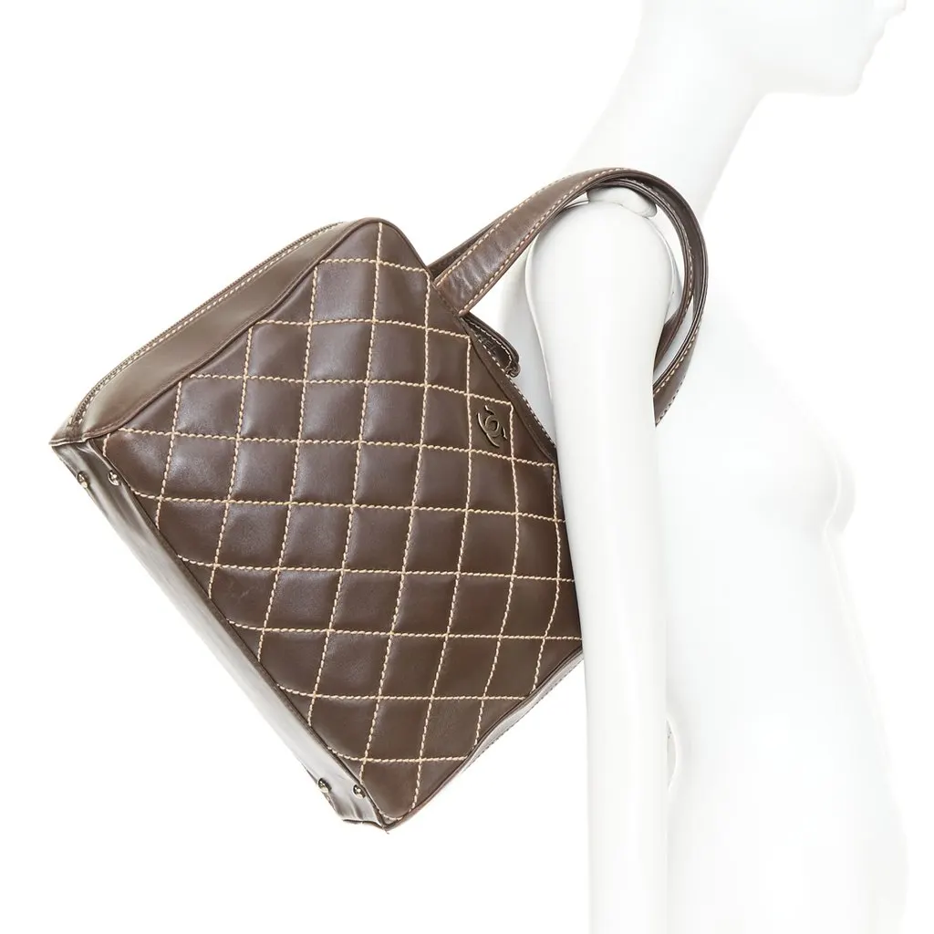 Chanel Wild Stitch Brown Leather Good - Back View