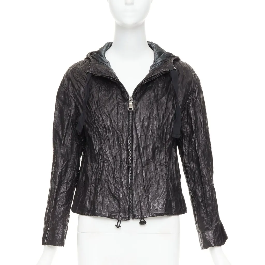 Prada Black Leather Leather Jacket Black Leather Very good - Front View
