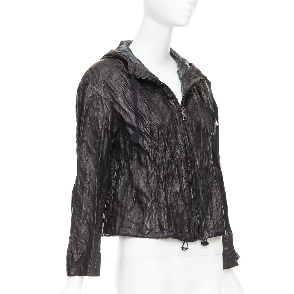 Prada Black Leather Leather Jacket Black Leather Very good - Model View