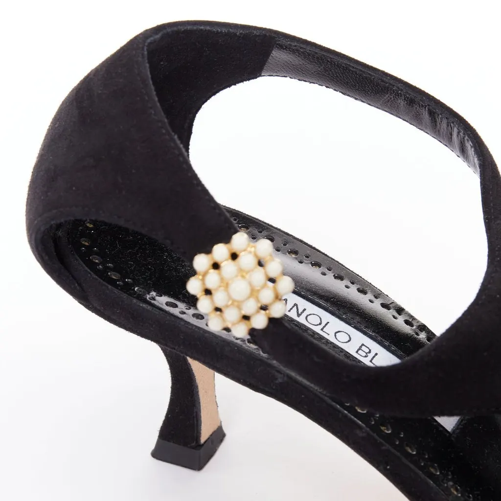 Manolo Blahnik Shufta 50 Black Suede Good - Back View