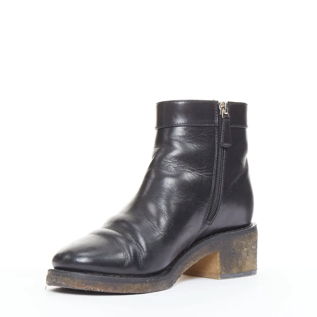Chanel Black Leather Boots Black Leather Fair - Model View