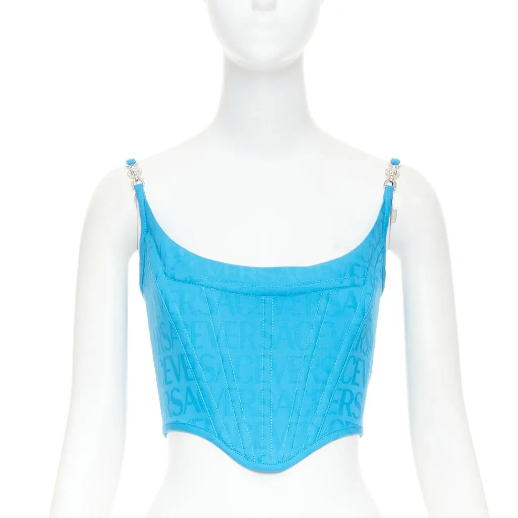 Versace Medusa '95 Corset Blue Polyester Never worn, with tag - Front View