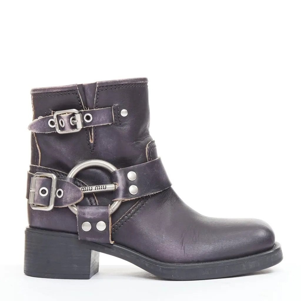 Miu Miu Black Leather Boots Black Leather Good - Front View