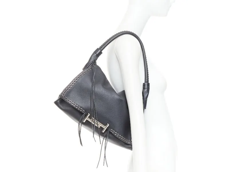 Tod's Double T D Bag Black Leather Good - Back View