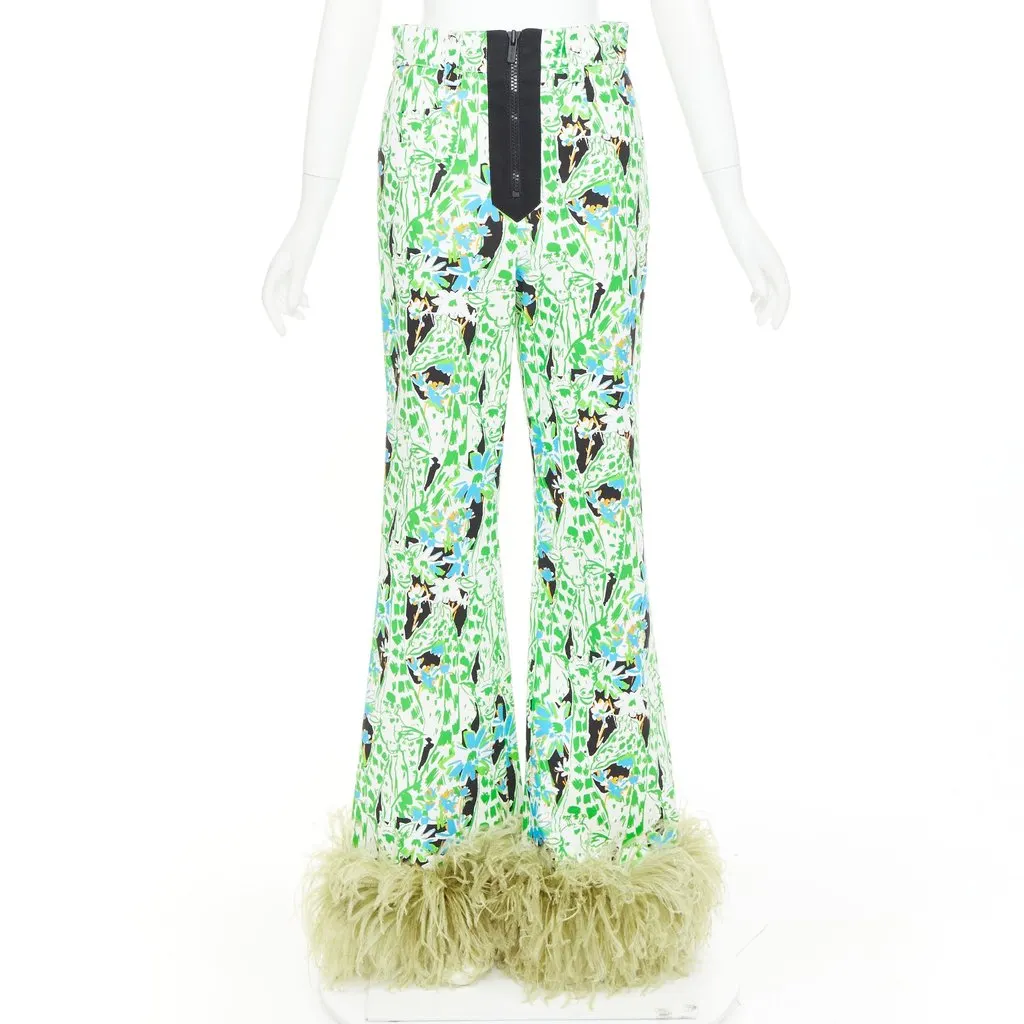 Miu Miu Green Cotton Trouser Green Cotton Never worn, with tag - Front View